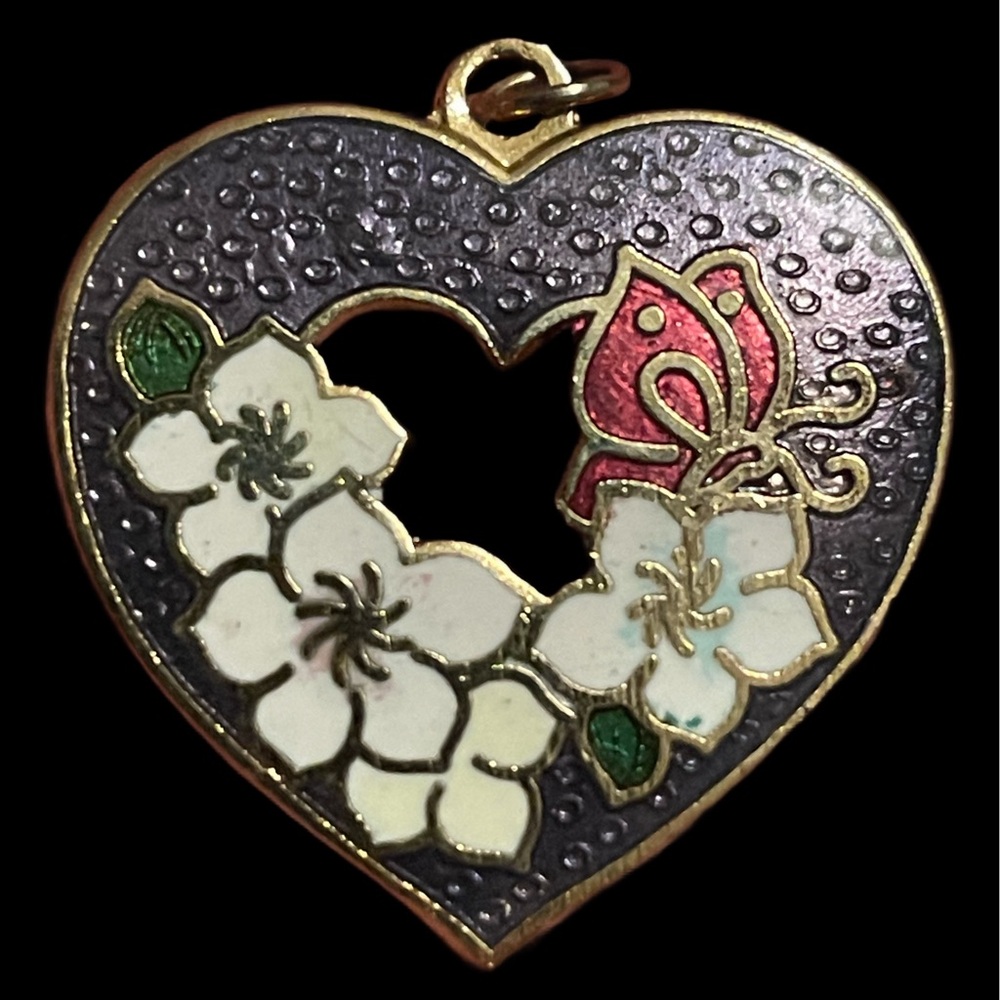 Vintage Cloisonné Heart Pendant